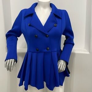 Nuuts Color Block Blue Black Scuba Textured Double Breasted Blazer Jacket Sz 2XL